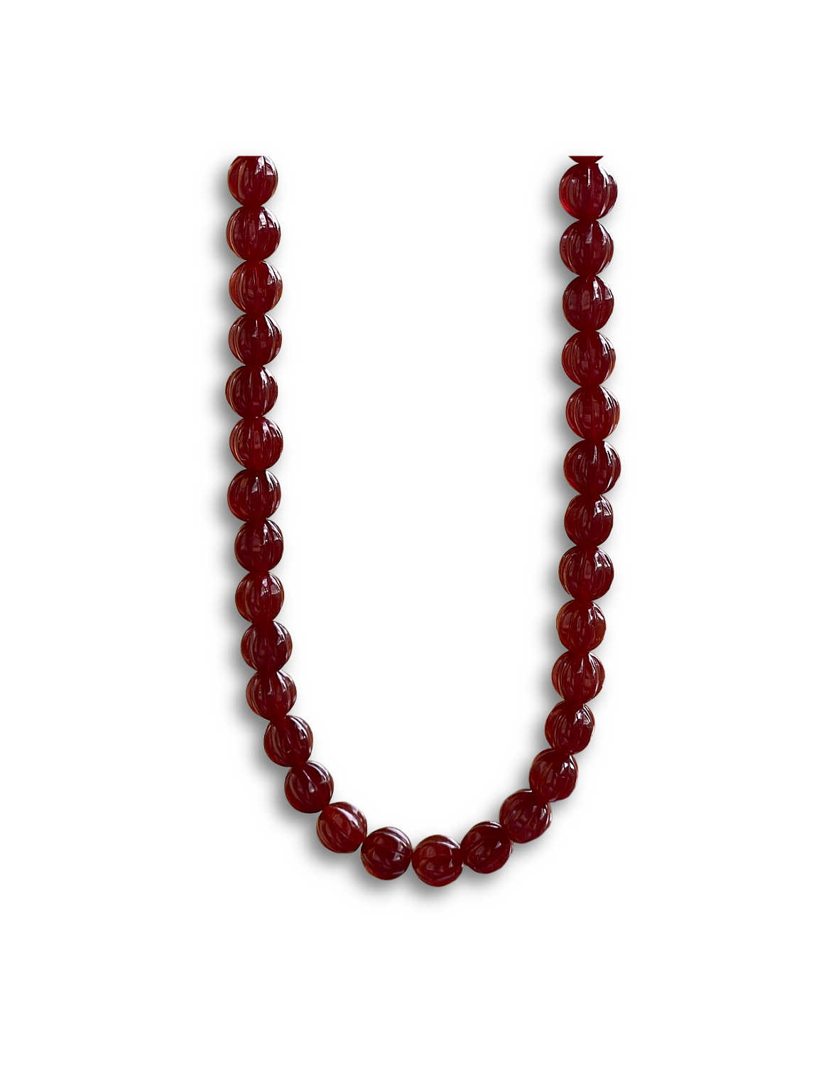 Melon Bead Necklace Dark Caramel
