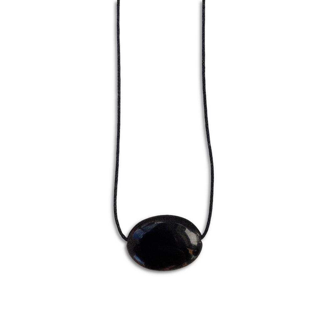 Black Glass Oval Necklace