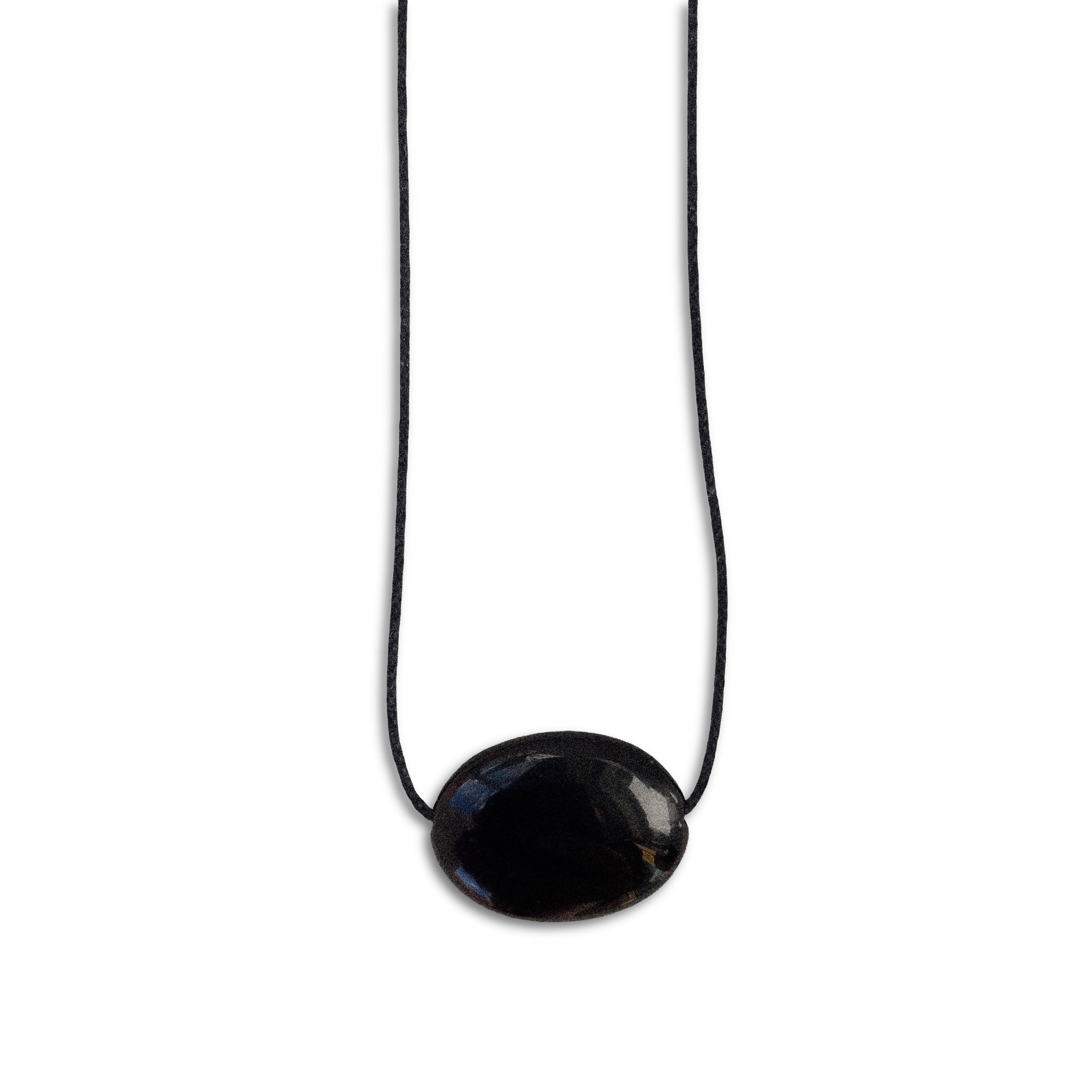 Black Glass Oval Necklace