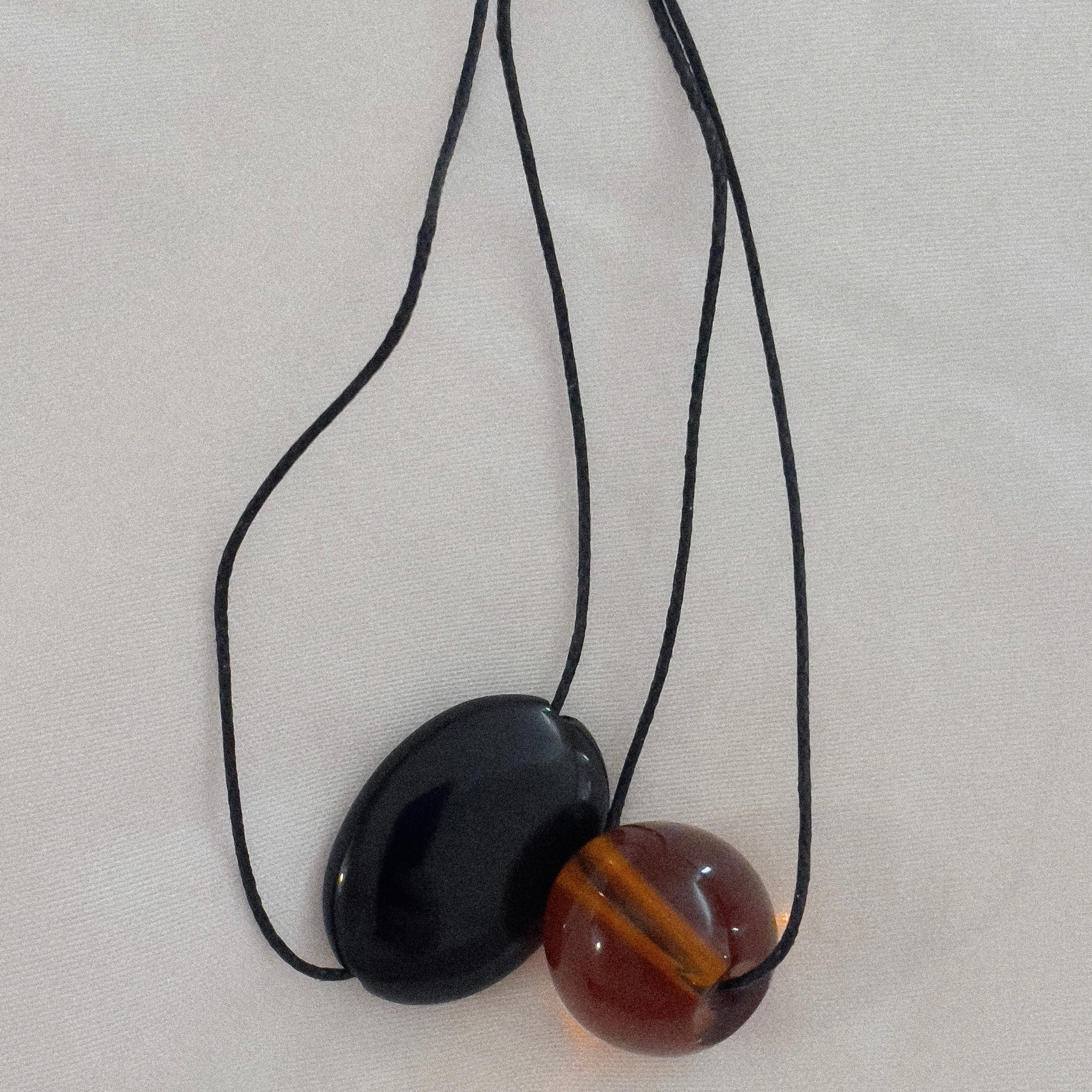 Black Glass Oval Necklace