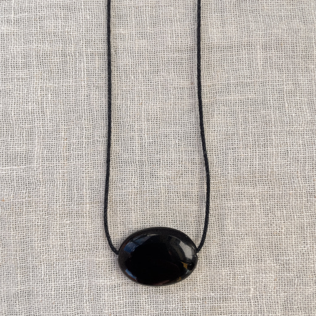 Black Glass Oval Necklace