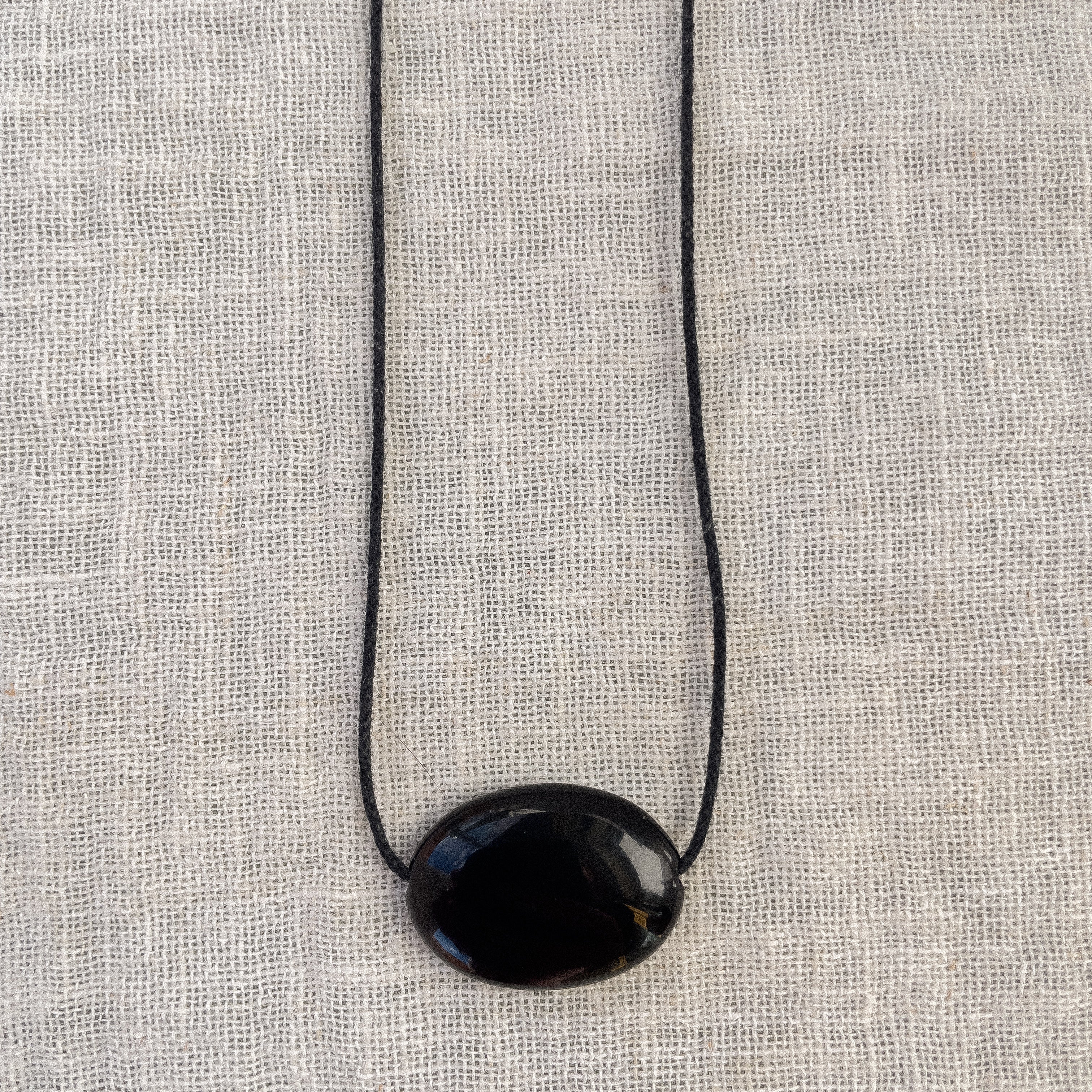 Black Glass Oval Necklace