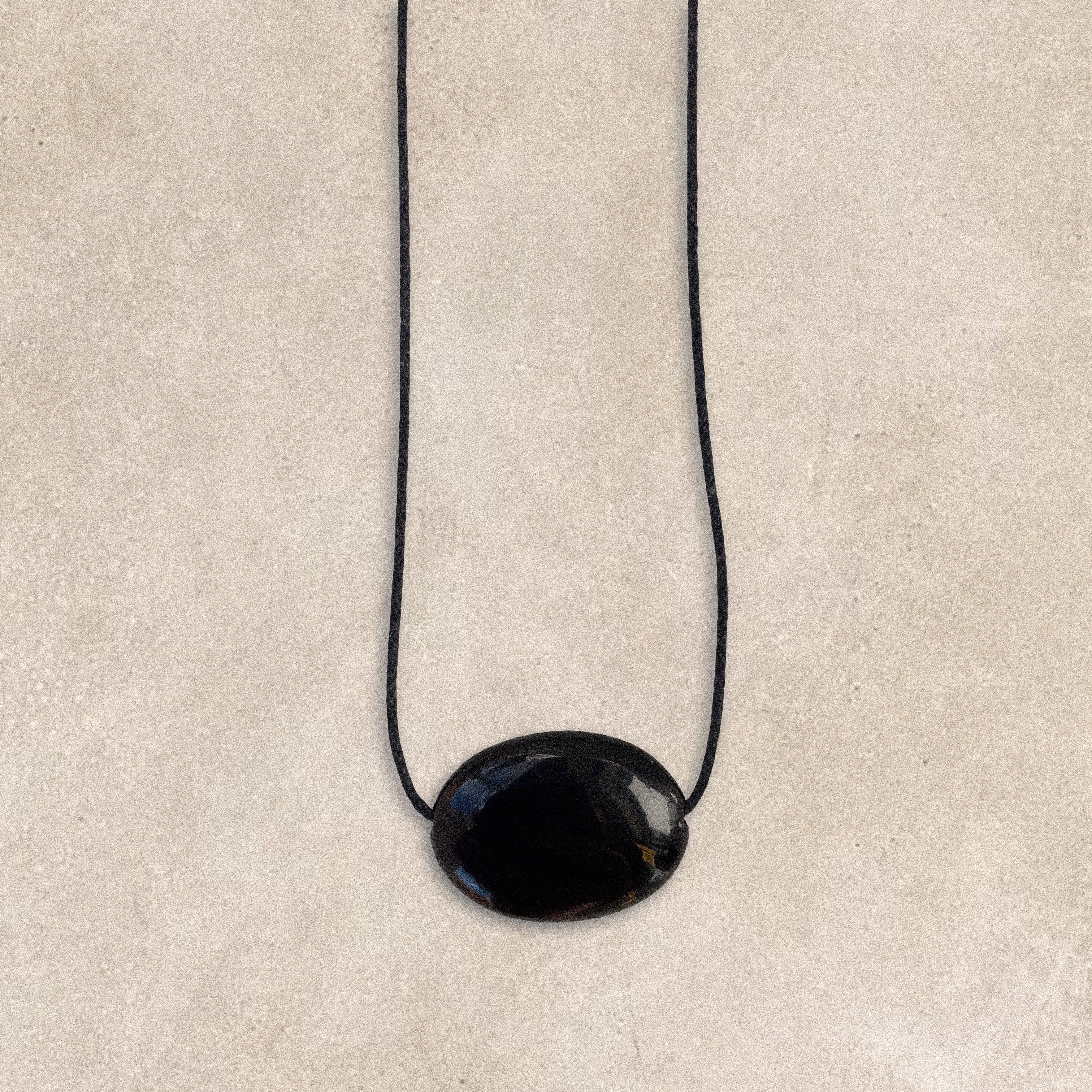 Black Glass Oval Necklace