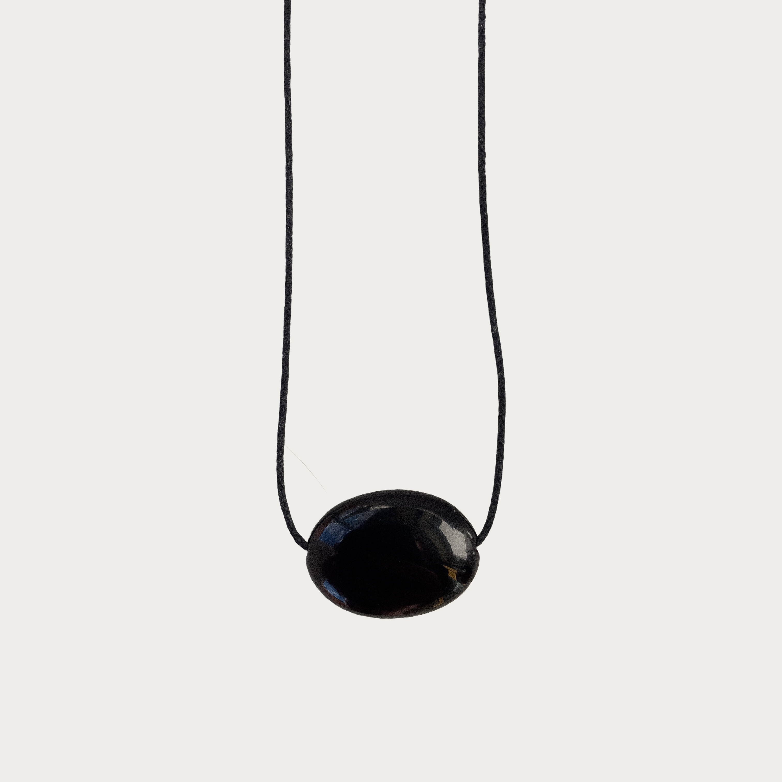 Black Glass Oval Necklace