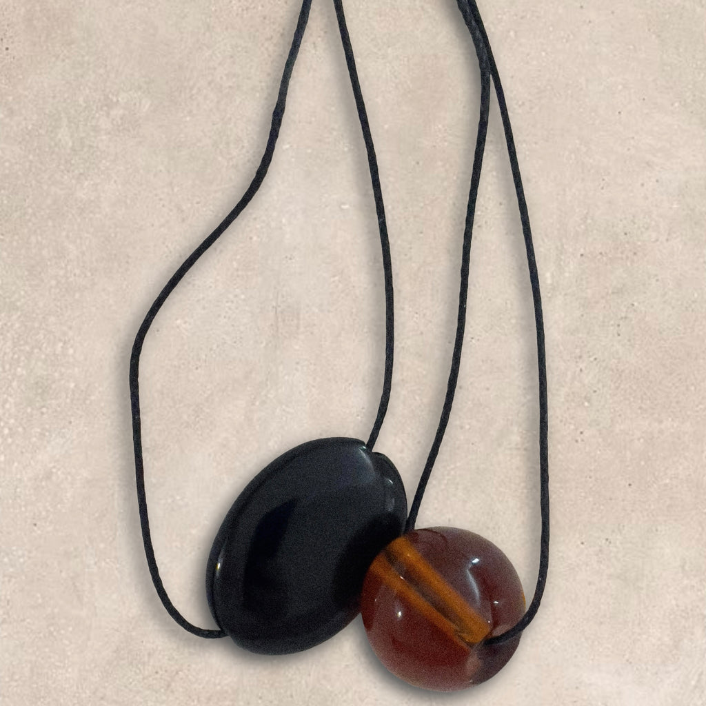 Black Glass Oval Necklace